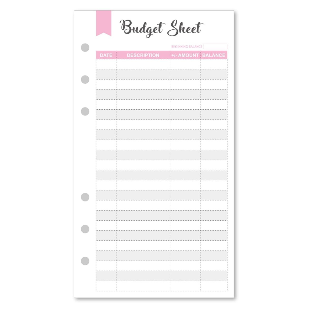 Expense Tracker, 6-Hole Punched Budget Sheets for A6 Planner Binder